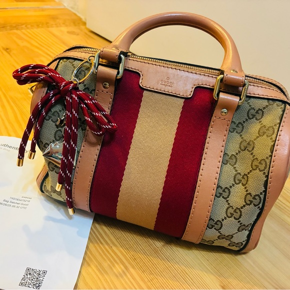 Gucci Red and Tan Women's Bag with shoulder strap speedy 25 size authentic - Picture 1 of 13